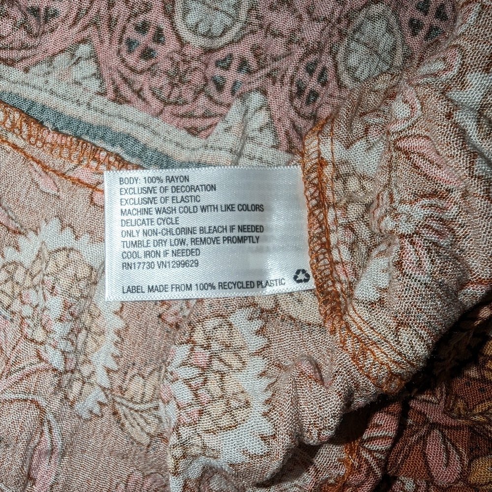 LARGE Iced Latte Flutter Short Sleeve Smocked Dress Pockets Knox Rose Floral - Picture 9 of 10